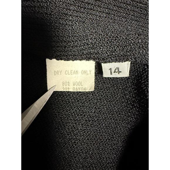 Vitali Knit Coat Womens 14 Black Wool Beaded Collar Rhinestone Buttons Made USA - Picture 10 of 16